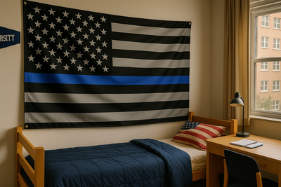 Blue Line American Flag for Our Honerable Service Workers Dorm Flag