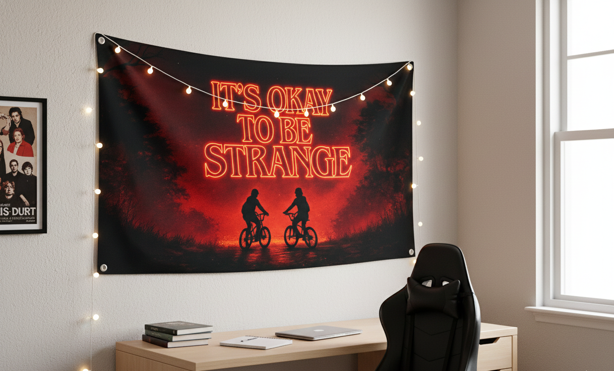 Custom Stanger Things Dorm Wall Flag Its Okay To Be Strange