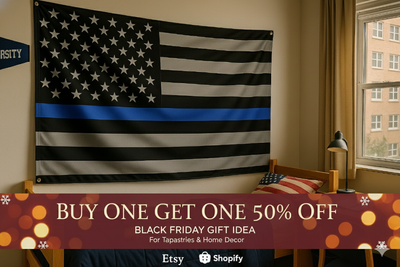 Blue Line American Flag for Our Honerable Service Workers Dorm Flag